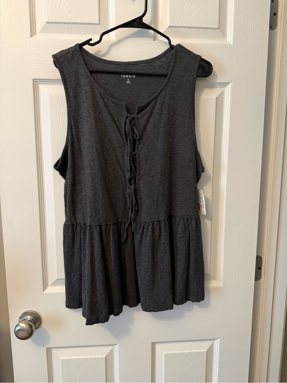 torrid Charcoal Gray Tie-Front Peplum Tank